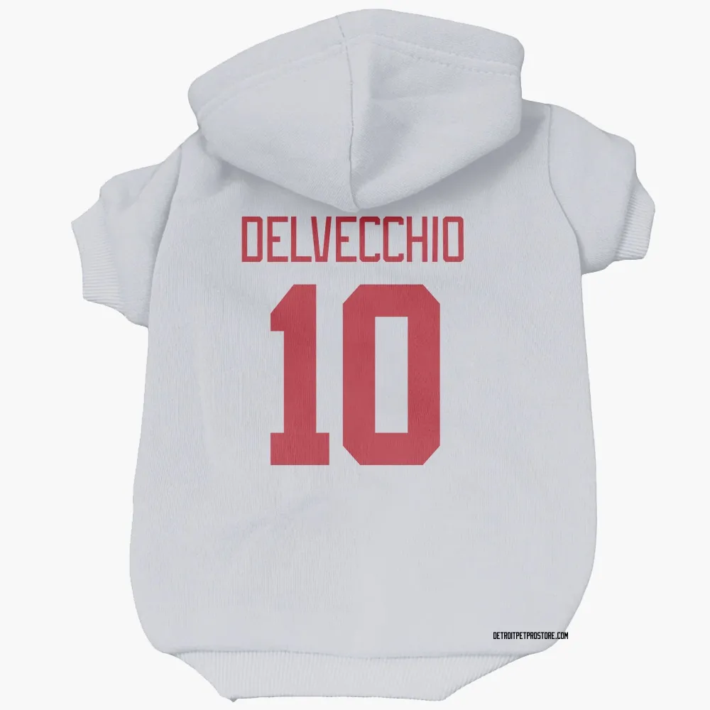 Detroit Red Wings Alex Delvecchio White Pet Hoodie for Dog & Cat