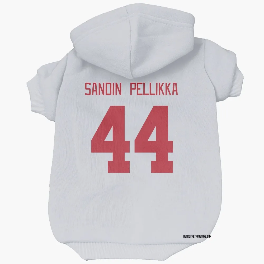 Detroit Red Wings Axel Sandin Pellikka White Pet Hoodie for Dog & Cat