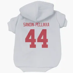 Detroit Red Wings Axel Sandin-Pellikka White Pet Hoodie for Dog & Cat