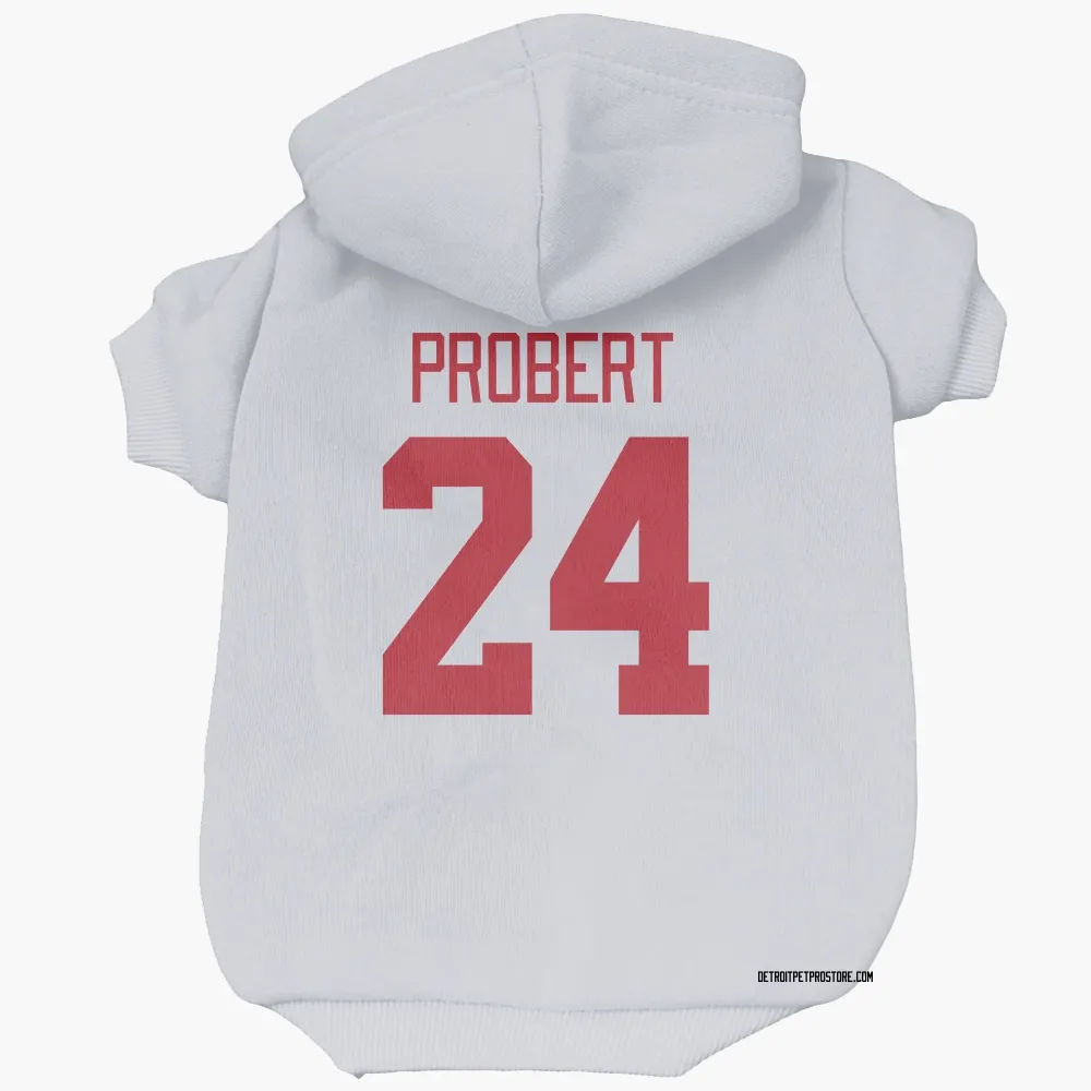 Detroit Red Wings Bob Probert White Pet Hoodie for Dog & Cat