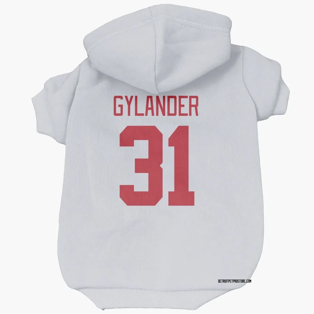 Detroit Red Wings Carter Gylander White Pet Hoodie for Dog & Cat
