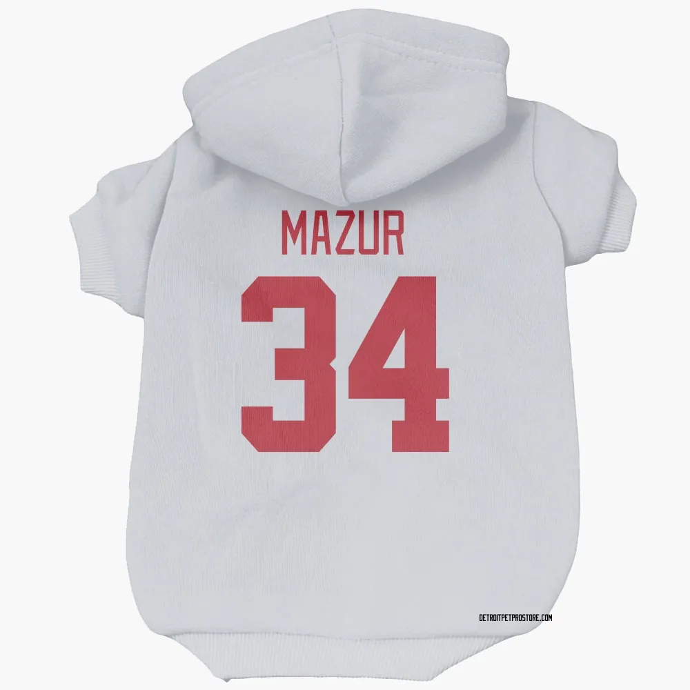 Detroit Red Wings Carter Mazur White Pet Hoodie for Dog & Cat