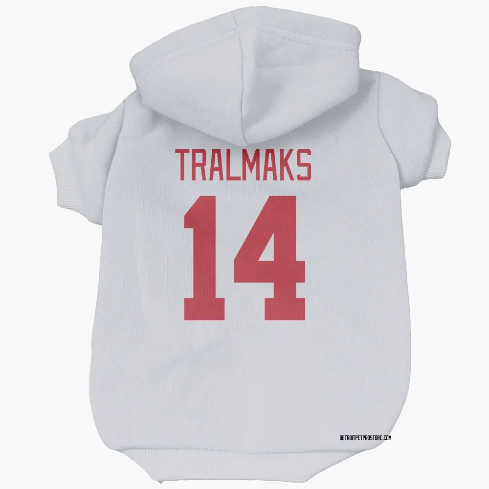Detroit Red Wings Eduards Tralmaks White Pet Hoodie for Dog & Cat