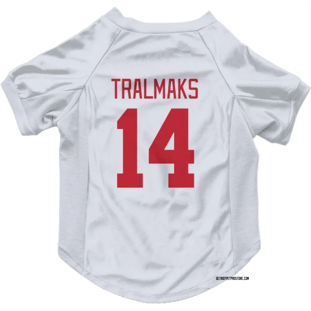 Detroit Red Wings Eduards Tralmaks White Pet Jersey for Dog & Cat