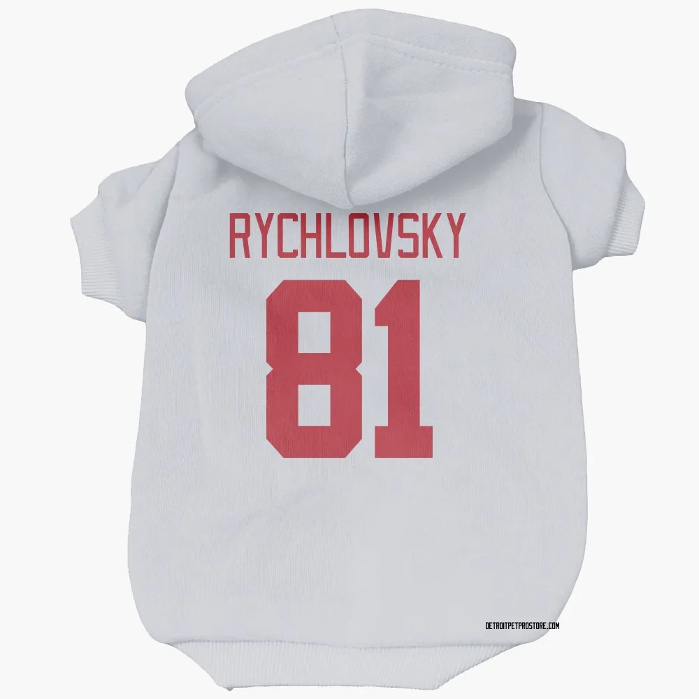 Detroit Red Wings Jakub Rychlovsky White Pet Hoodie for Dog & Cat