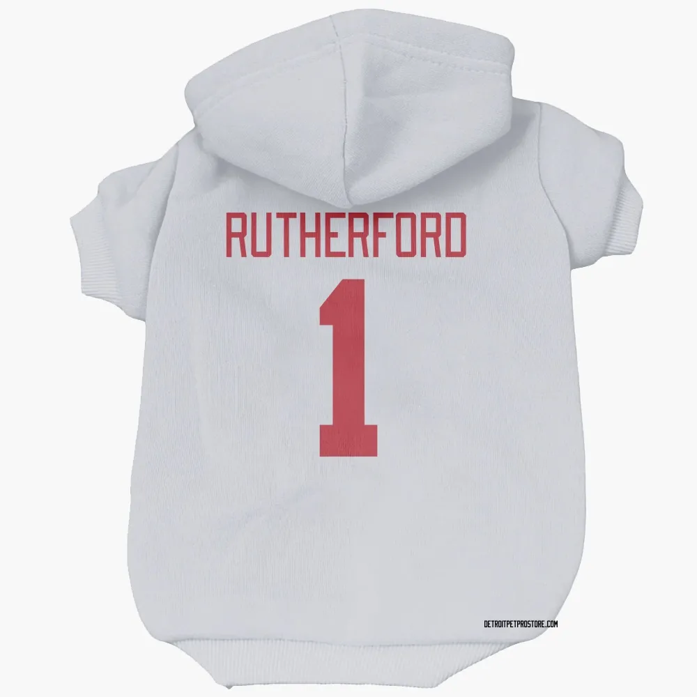 Detroit Red Wings Jim Rutherford White Pet Hoodie for Dog & Cat