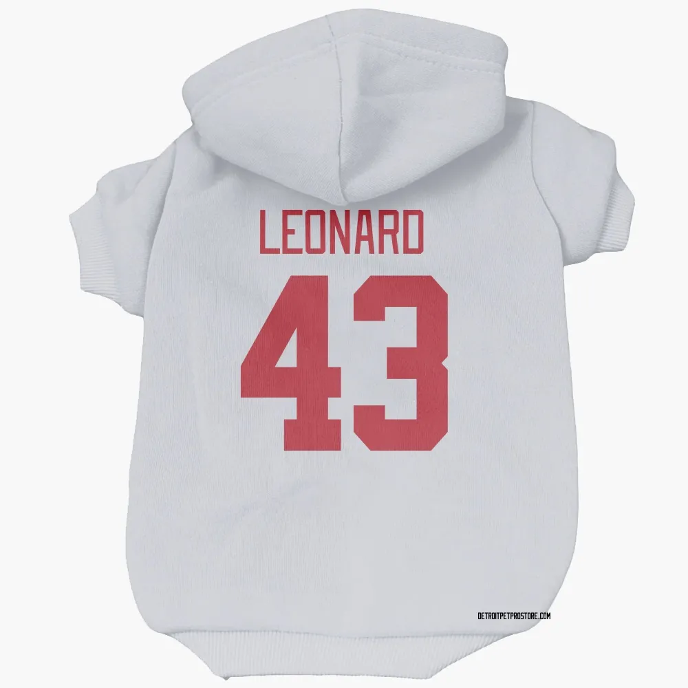 Detroit Red Wings John Leonard White Pet Hoodie for Dog & Cat