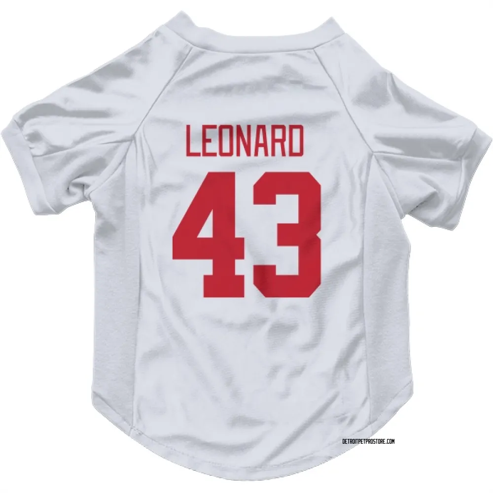 Detroit Red Wings John Leonard White Pet Jersey for Dog & Cat