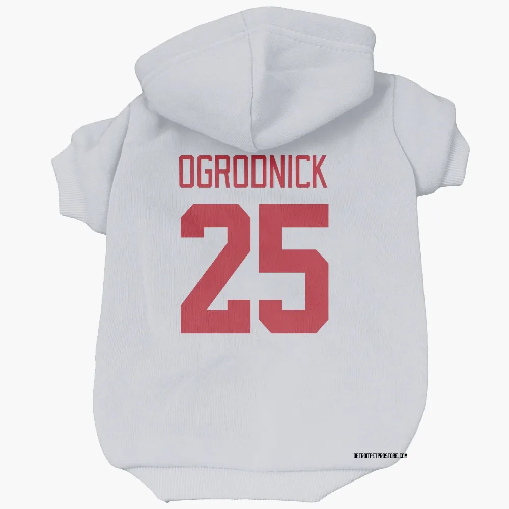 Detroit Red Wings John Ogrodnick White Pet Hoodie for Dog & Cat
