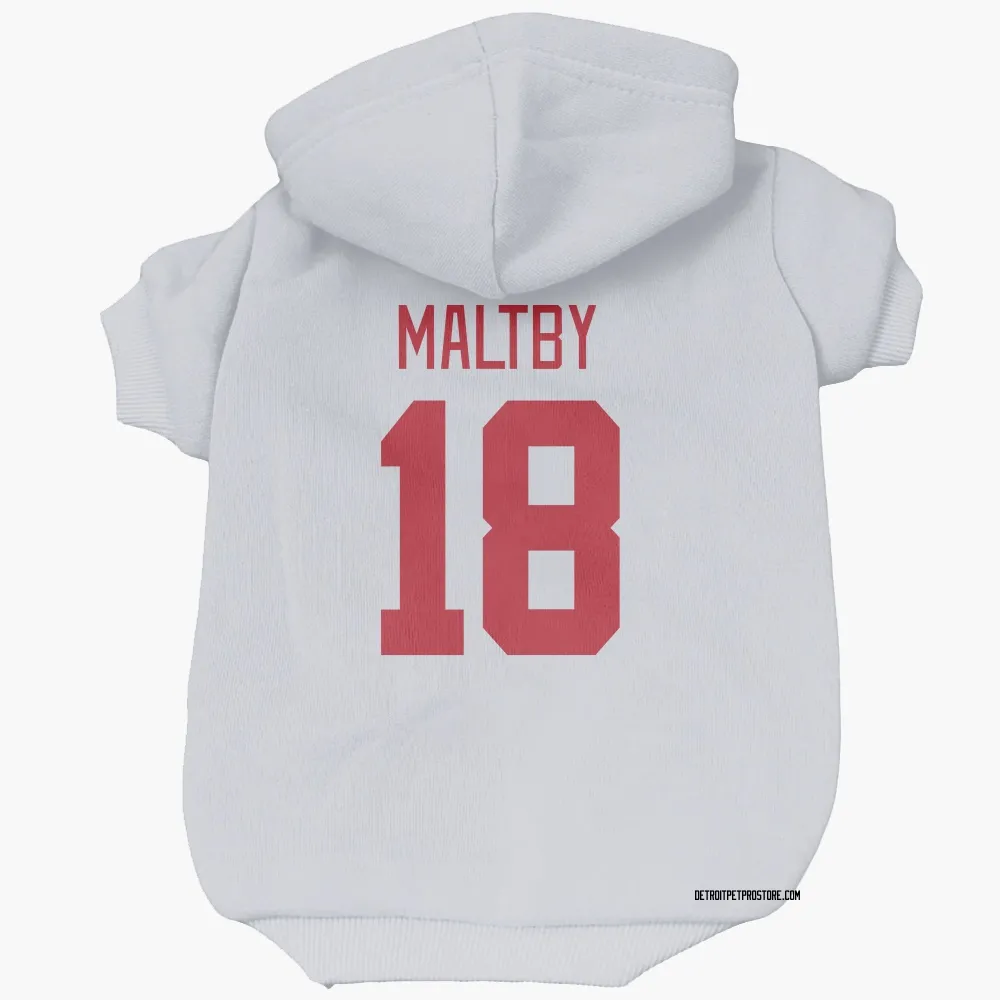 Detroit Red Wings Kirk Maltby White Pet Hoodie for Dog & Cat