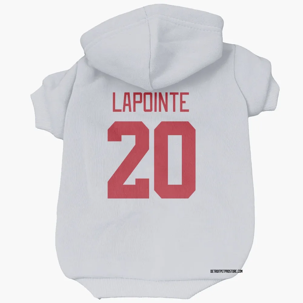 Detroit Red Wings Martin Lapointe White Pet Hoodie for Dog & Cat