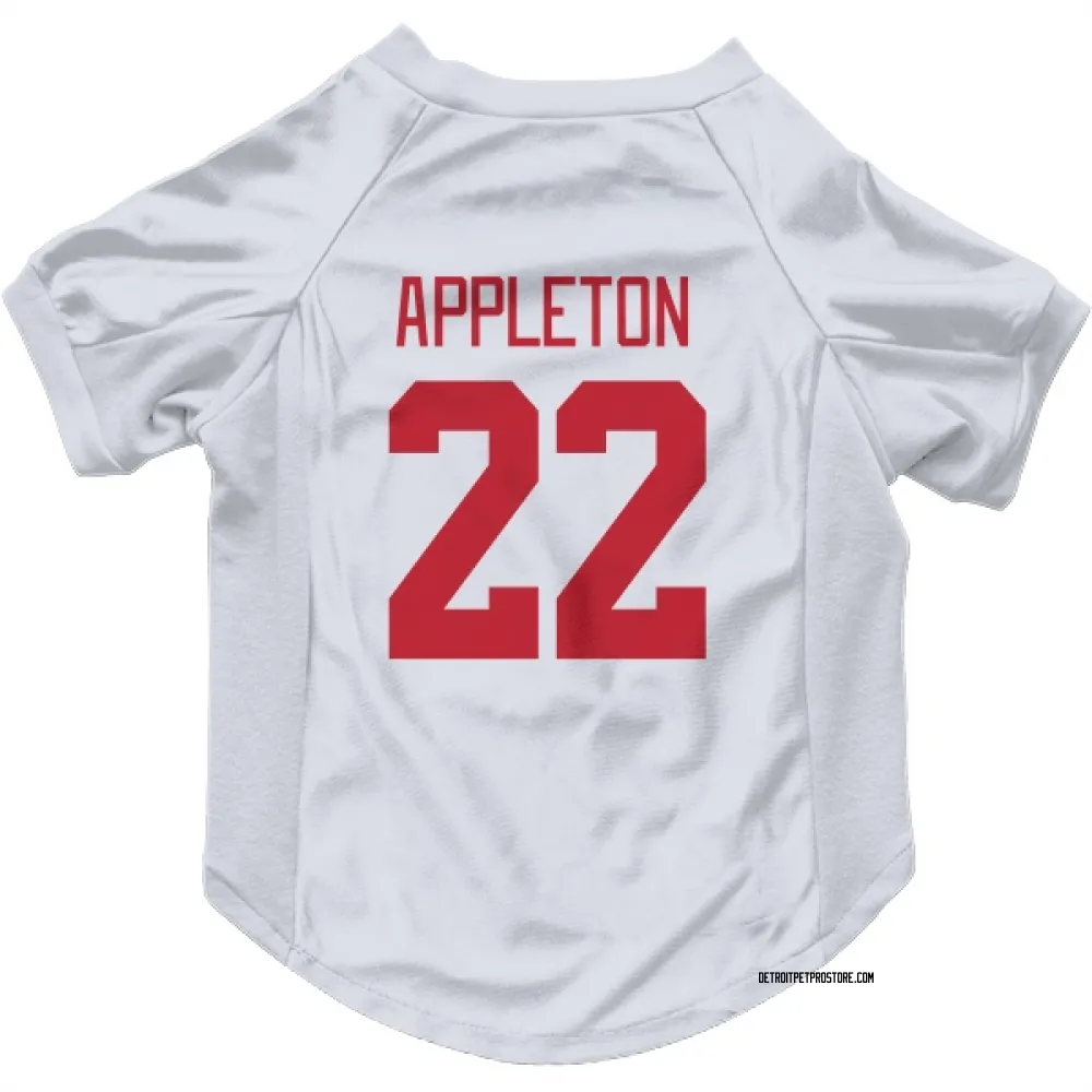 Detroit Red Wings Mason Appleton White Pet Jersey for Dog & Cat