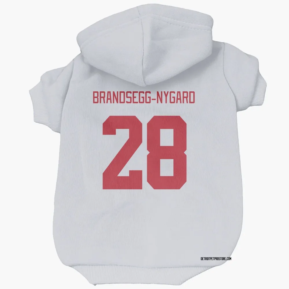 Detroit Red Wings Michael Brandsegg-Nygard White Pet Hoodie for Dog & Cat