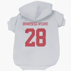 Detroit Red Wings Michael Brandsegg-Nygard White Pet Hoodie for Dog & Cat
