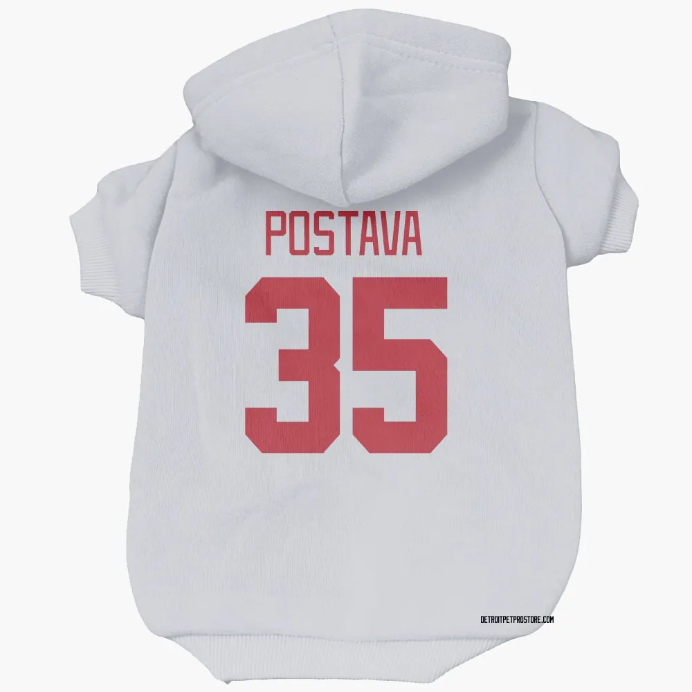 Detroit Red Wings Michal Postava White Pet Hoodie for Dog & Cat