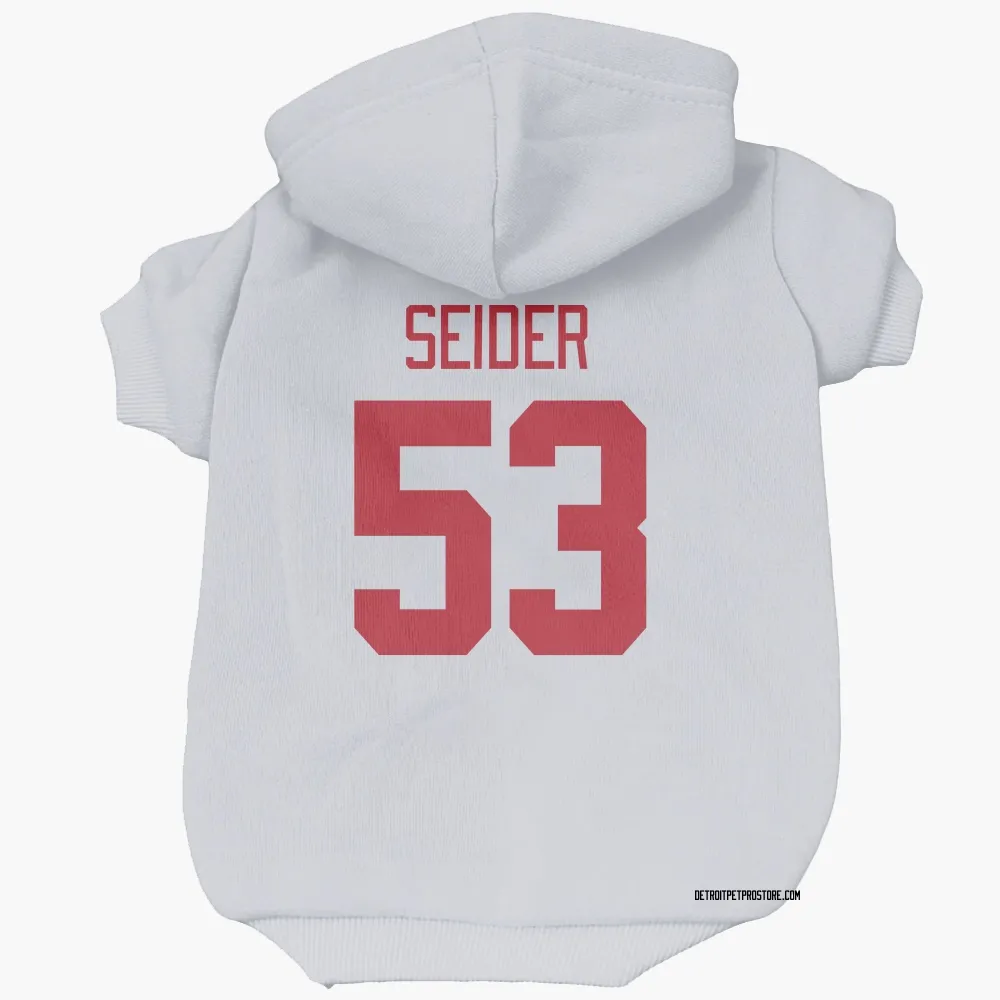 Detroit Red Wings Moritz Seider White Pet Hoodie for Dog & Cat
