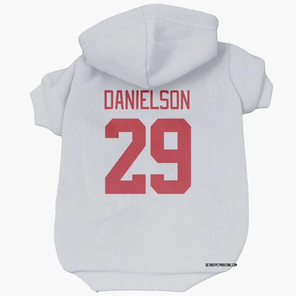 Detroit Red Wings Nate Danielson White Pet Hoodie for Dog & Cat