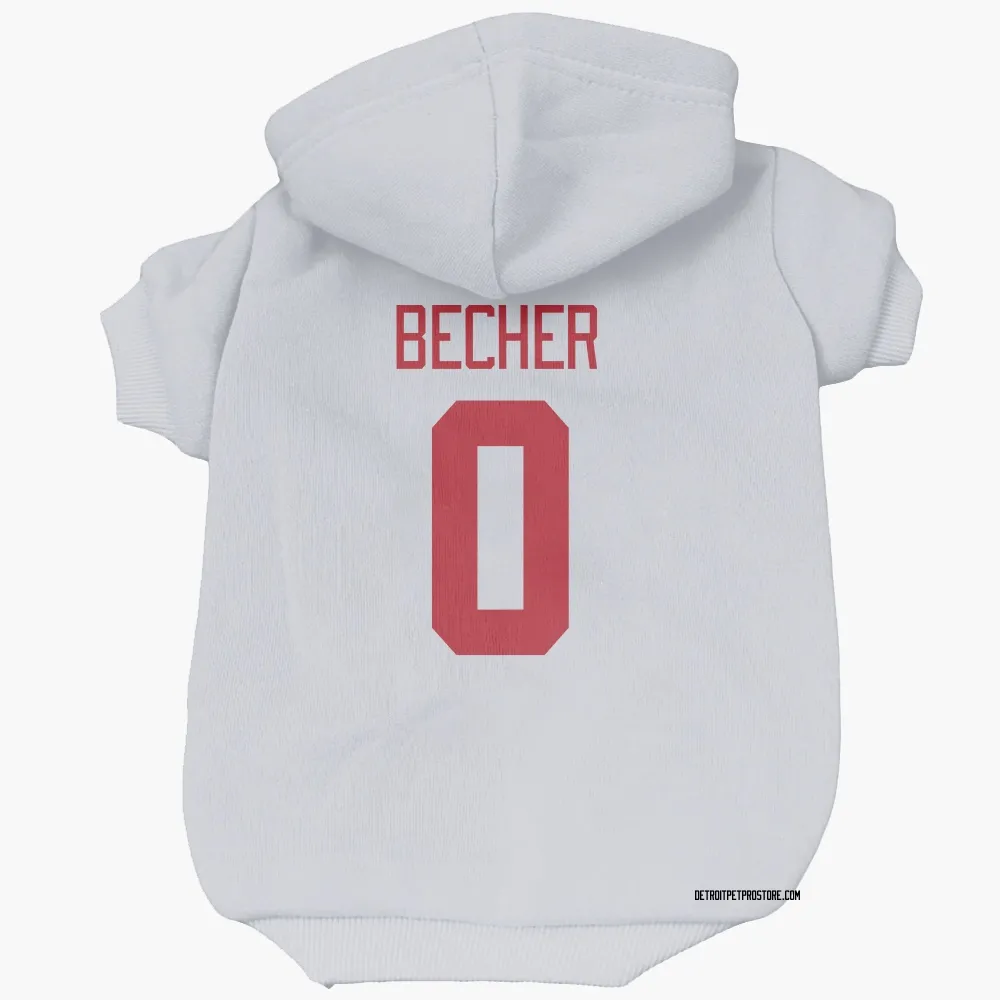 Detroit Red Wings Ondrej Becher White Pet Hoodie for Dog & Cat
