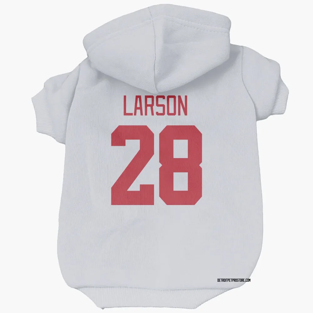 Detroit Red Wings Reed Larson White Pet Hoodie for Dog & Cat