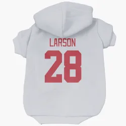 Detroit Red Wings Reed Larson White Pet Hoodie for Dog & Cat