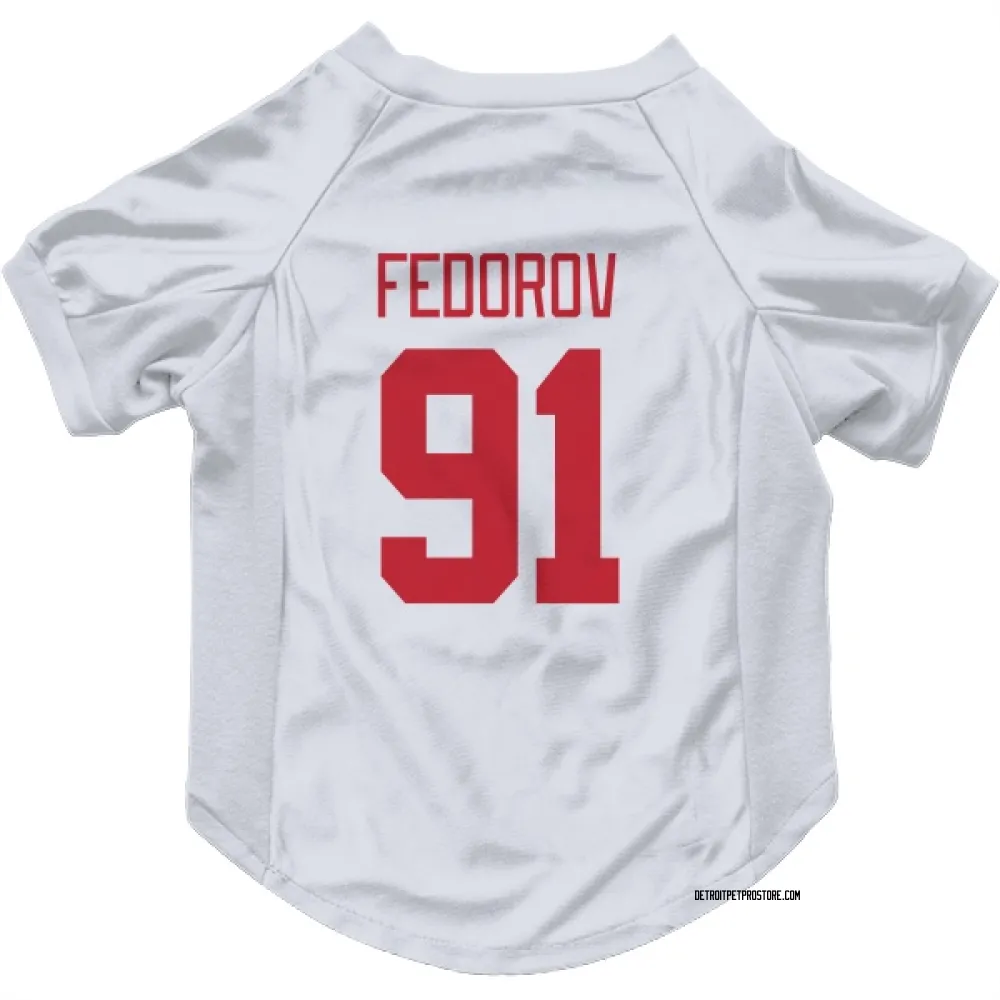 Detroit Red Wings Sergei Fedorov White Pet Jersey for Dog & Cat