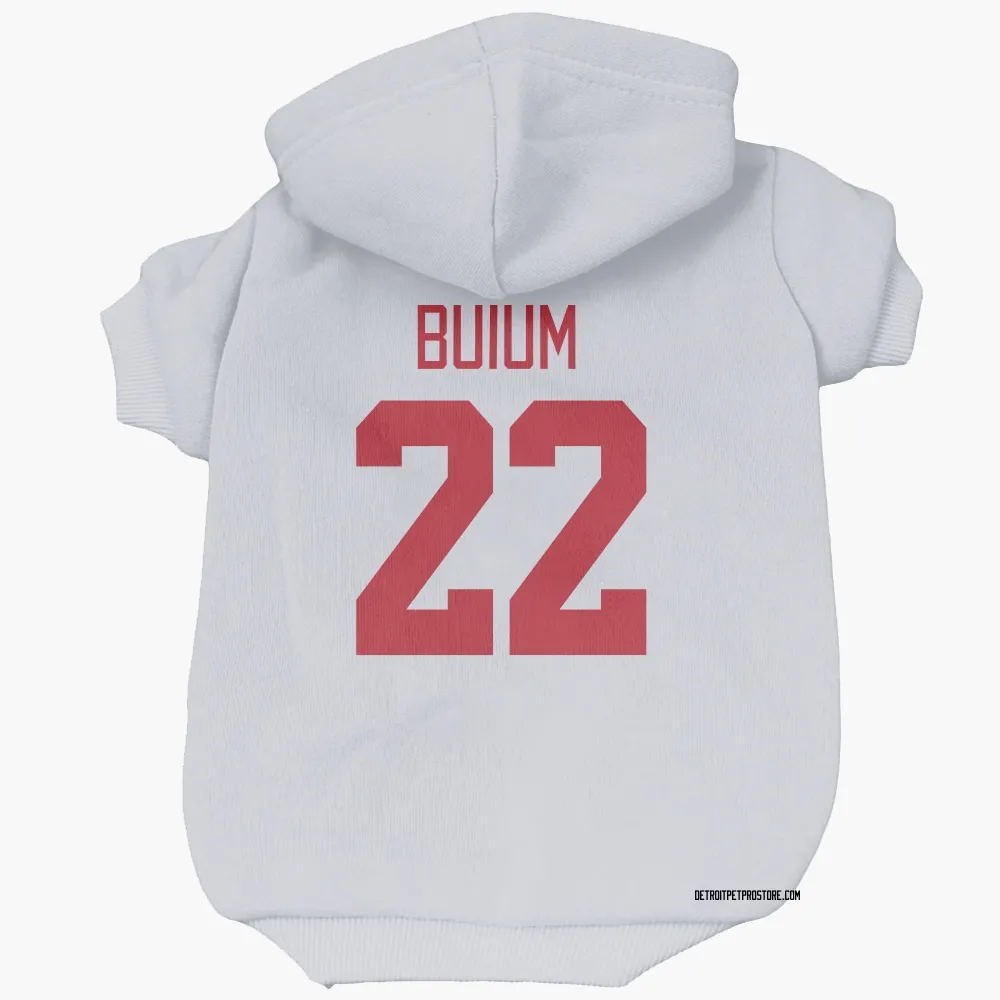 Detroit Red Wings Shai Buium White Pet Hoodie for Dog & Cat