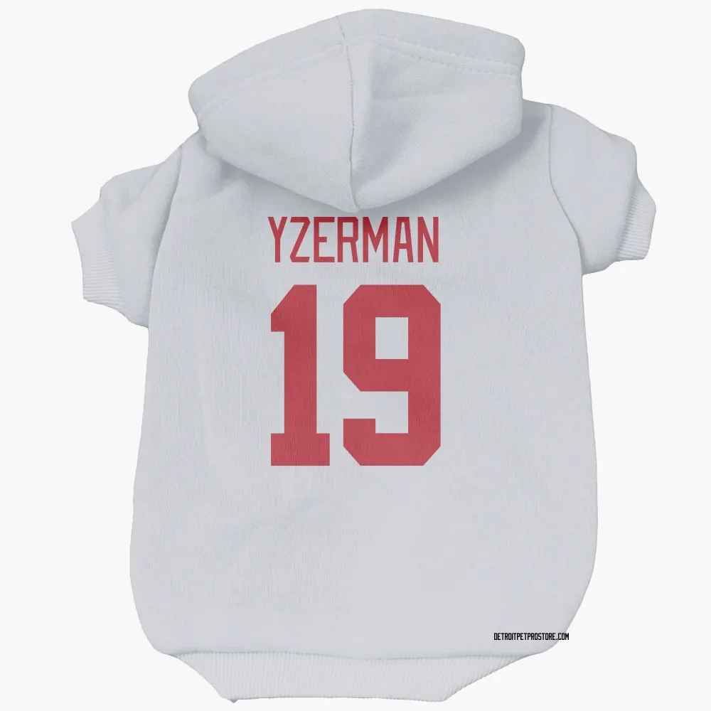 Detroit Red Wings Steve Yzerman White Pet Hoodie for Dog & Cat