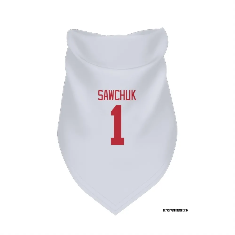 Detroit Red Wings Terry Sawchuk White Pet Bandana for Dog & Cat