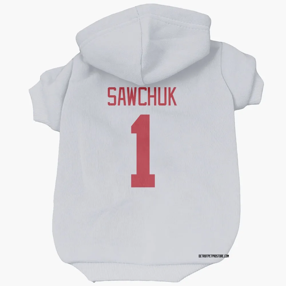 Detroit Red Wings Terry Sawchuk White Pet Hoodie for Dog & Cat