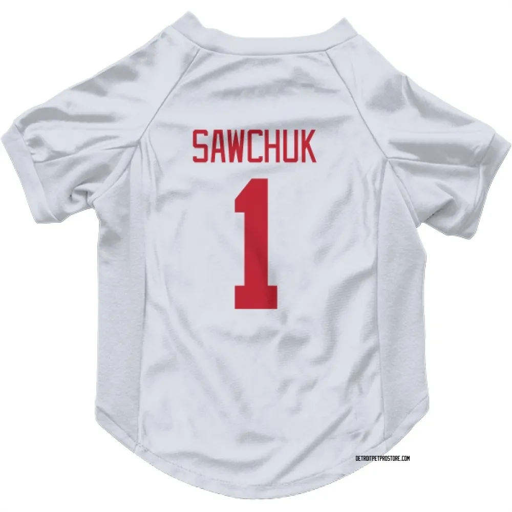 Detroit Red Wings Terry Sawchuk White Pet Jersey for Dog & Cat