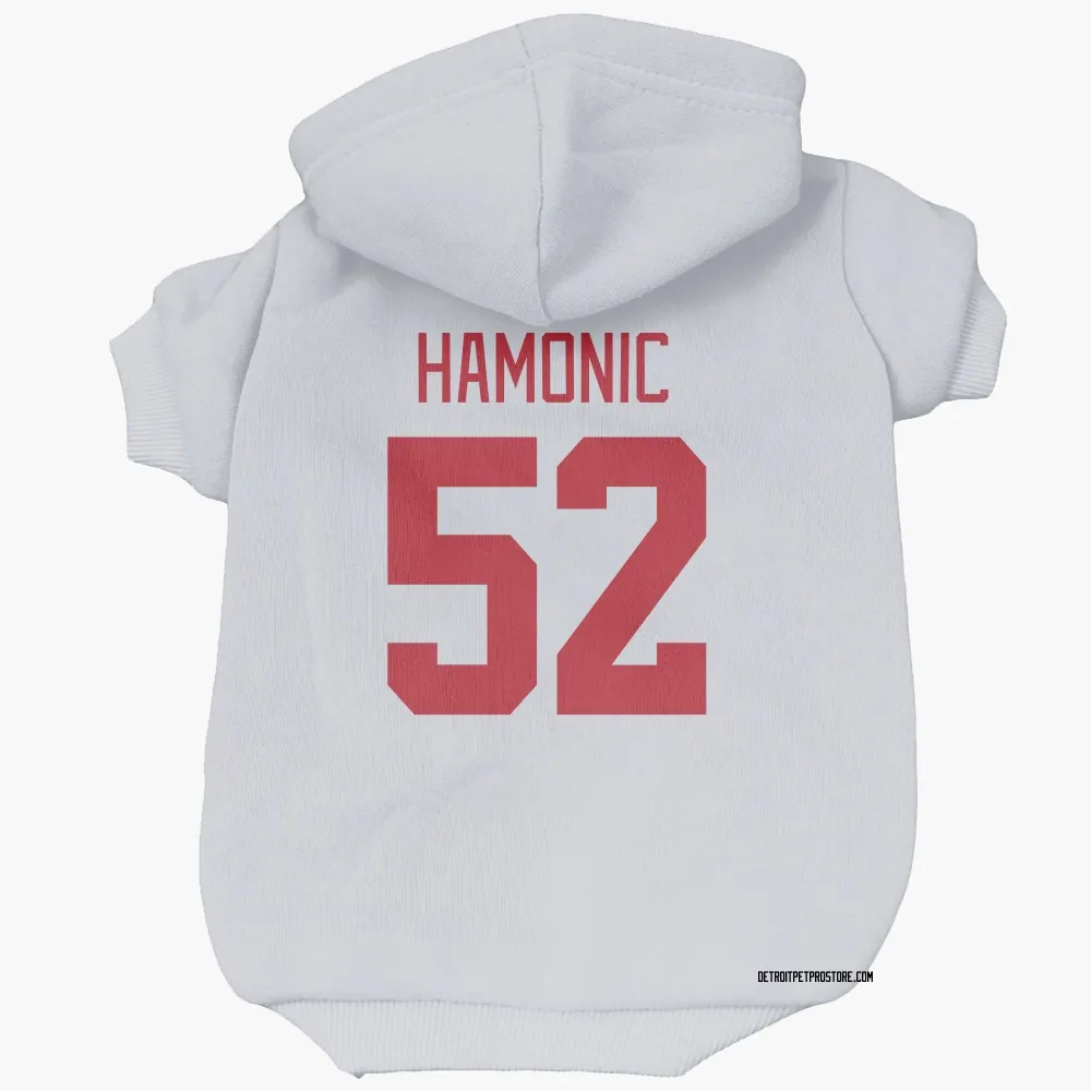 Detroit Red Wings Travis Hamonic White Pet Hoodie for Dog & Cat