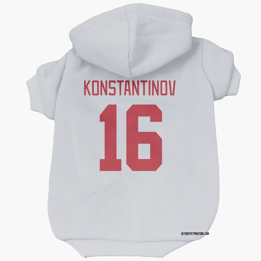 Detroit Red Wings Vladimir Konstantinov White Pet Hoodie for Dog & Cat